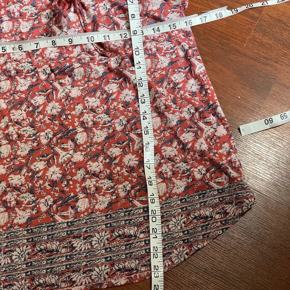 Lucky Brand Orange floral top tie front Sleeveless Ruffles cotton Size Small - Picture 7 of 11